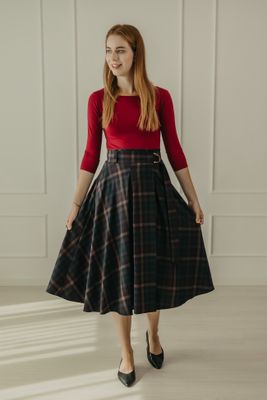 Zavinovacia sukňa tartan Alica navy